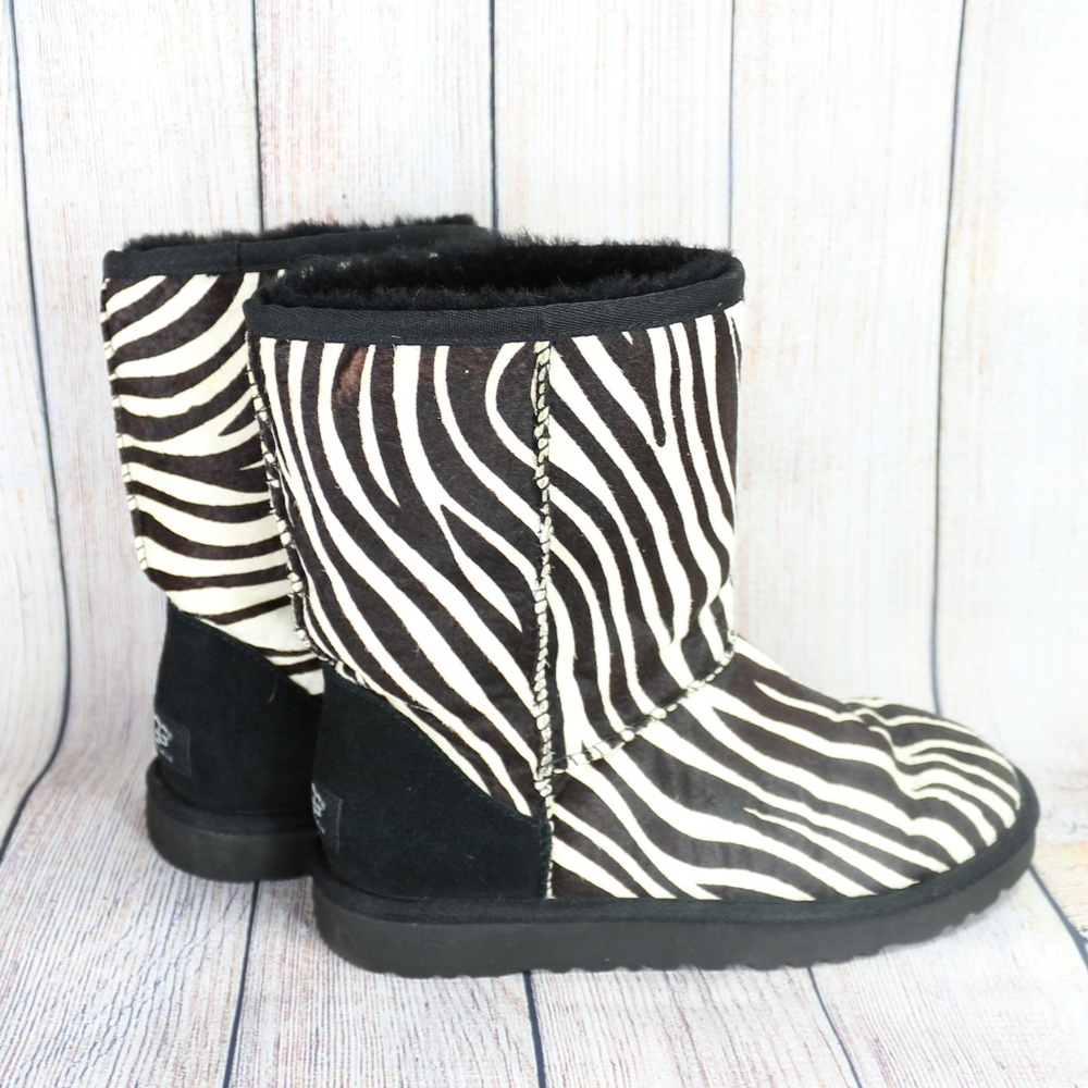 UGG Classic Short Exotic Zebra Print Boots - 6